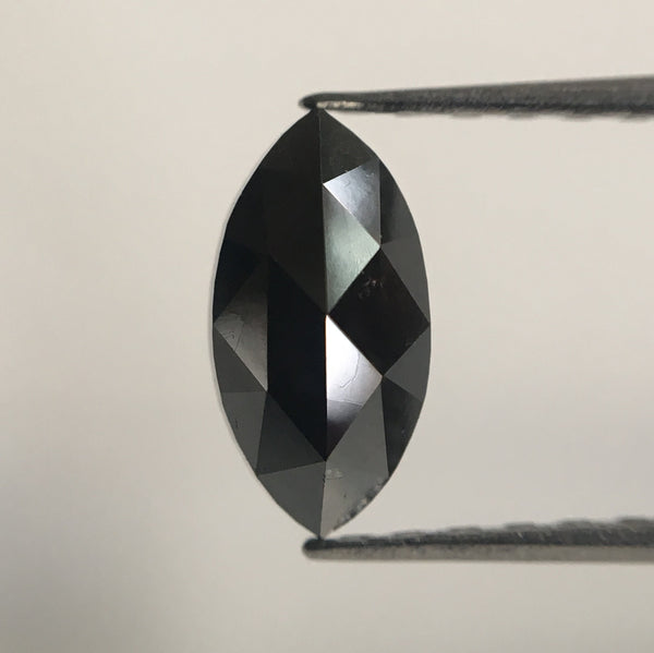 0.75 Ct Marquise Shaped Heated Black Rose Cut Natural Loose Diamond, 8.16 mm x 4.21 mm x 2.59 mm Black Rose Cut Loose Diamond SJ43/49