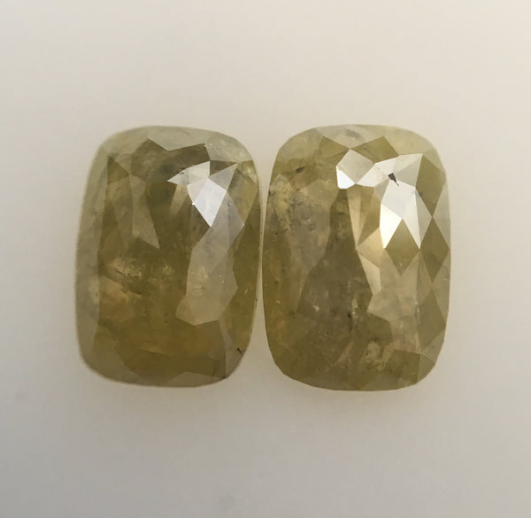 1.36 Ct Pair of Cushion Shape Yellow Natural Loose Diamond 8.11 mm X 5.68 mm x 2.59 mm Cushion Shape Rose Cut Natural Loose Diamond SJ44/13