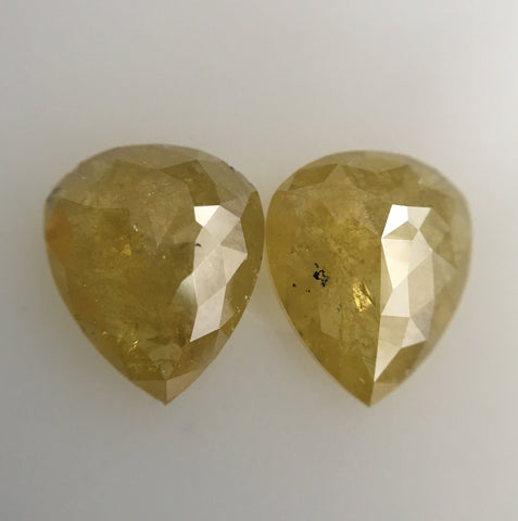 3.38 Ct Yellow pear shape natural loose diamond,  9.38 mm X 7.68 mm X 2.87 mm Natural Rustic diamond Polished Diamond SJ44/25