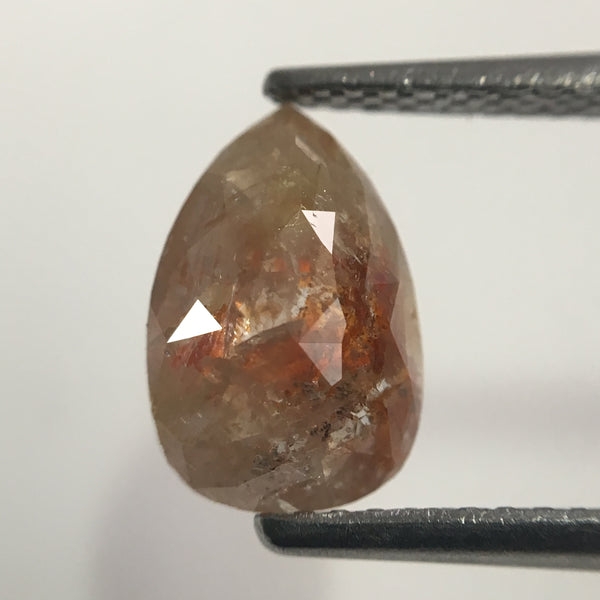 3.04 Ct Pear Shape Brownish Gray Rose Cut Natural Loose Diamond, 9.68 mm X 6.45 mm X 2.88 mm Rose Cut Pear Natural Loose Diamond SJ44/47