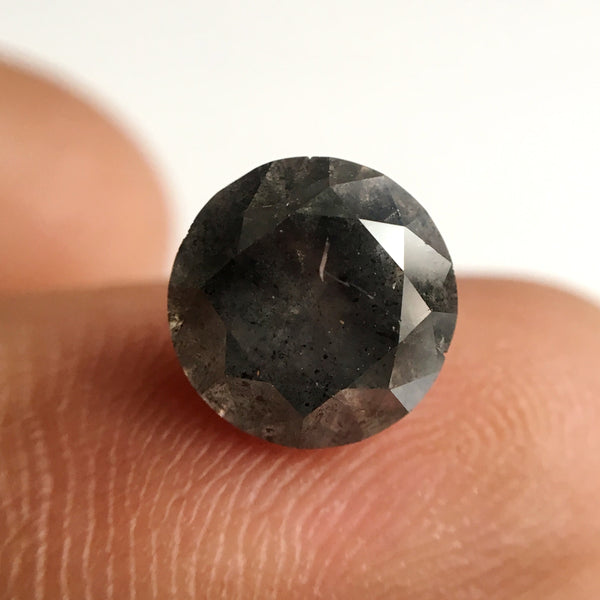 2.31 Dark Gray Color Round Brilliant Cut Natural Loose Diamond, 8.20 mm x 5.41 mm Grey Round Loose Diamond, SJ03/42