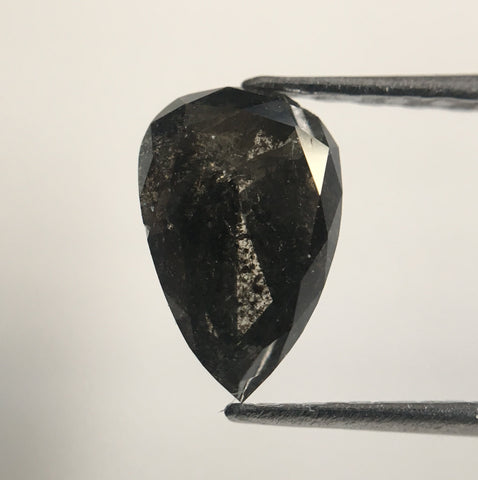 0.91 Ct Pear Shape Natural Loose Diamond, 7.37 mm X 4.78 mm x 3.22 mm Fancy Dark Grey Color Full Cut Pear Natural Loose Diamond SJ42/22