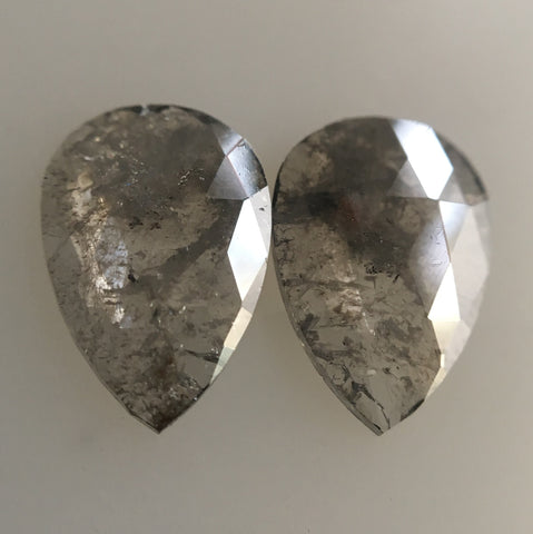 1.22 Ct Pair Rose Cut Pear Shape Natural Rustic Diamond, 8.78 mm x 6.03 mm x 1.12 mm Pear cut loose diamond SJ45/07