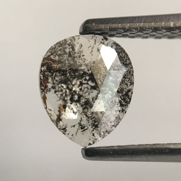 1.03 Ct Pear Shape Grey Rose Cut Natural Loose Diamond, 6.62 mm X 5.64 mm X 1.34 mm Pair Natural Loose Diamond SJ45/10