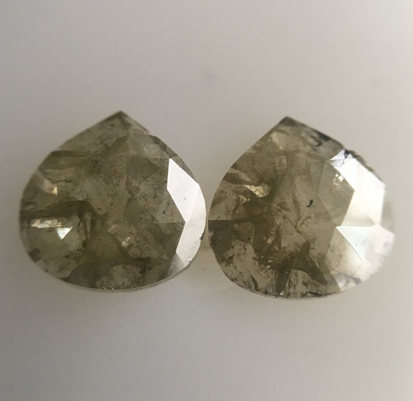 Pair 1.86 Ct 7.26 mm X 7.16 mm X 1.80 mm Loose Natural Diamond Gray Color Pear Rose Cut Excellent Diamond quality Use for Jewelry SJ01/02