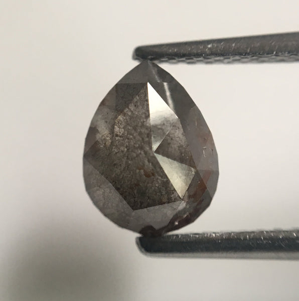 1.45 Ct Natural Loose Diamond Fancy Grey Color Rose Cut Diamond, 7.76 mm x 6.04 mm x 3.78 mm Grey Rose Cut Pear Diamond SJ43/04