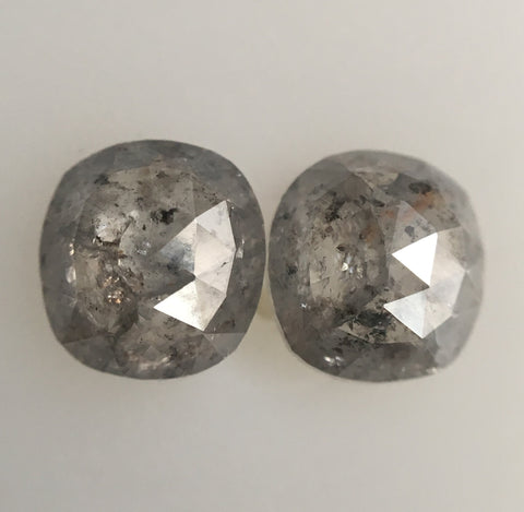 1.59 Ct Pair of Oval shape Rose Cut Grey Natural Diamond, 6.01 mm x 5.57 mm X 2.49 mm Rustic Natural loose diamond  SJ46/32