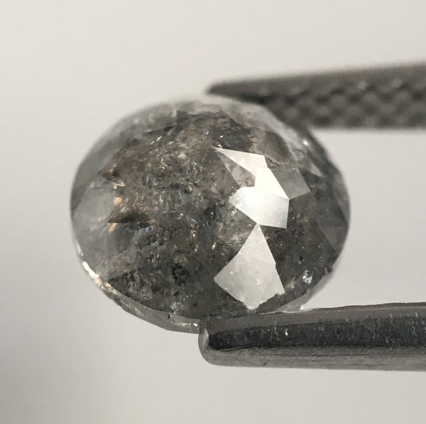 1.38 Ct Grey round rose cut rustic natural diamond, 6.62 mm X 3.54 mm Grey color rose cut natural diamond SJ46/33