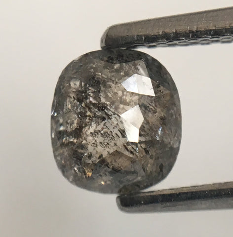0.83 Ct Oval shape Rose Cut Black Grey Natural Diamond, 5.50 mm x 4.98 mm X 2.98 mm Rustic Natural loose diamond  SJ46/40