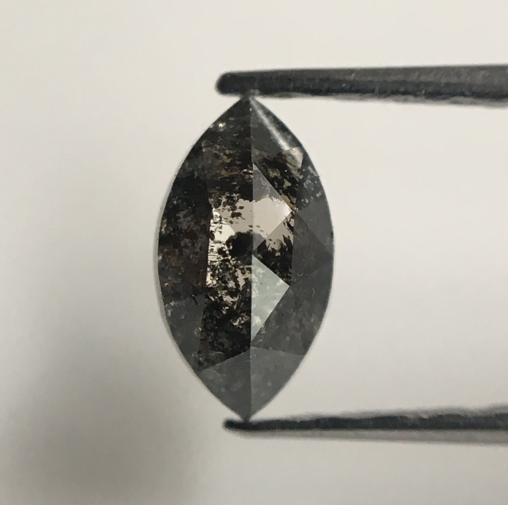 0.42 Ct Grey Marquise Shaped Natural Rose Cut Loose Diamond, 6.11 mm x 3.42 mm x 2.49 mm Salt & pepper Rose Cut Loose Diamond SJ43/14