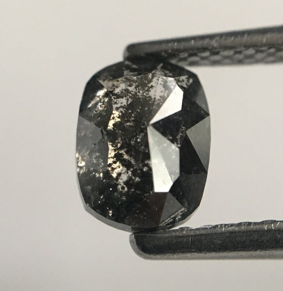 0.95 Ct Oval shape Rose Cut Black Grey Natural Diamond, 6.32 mm x 4.82 mm X 3.13 mm Rustic Natural loose diamond  SJ46/43