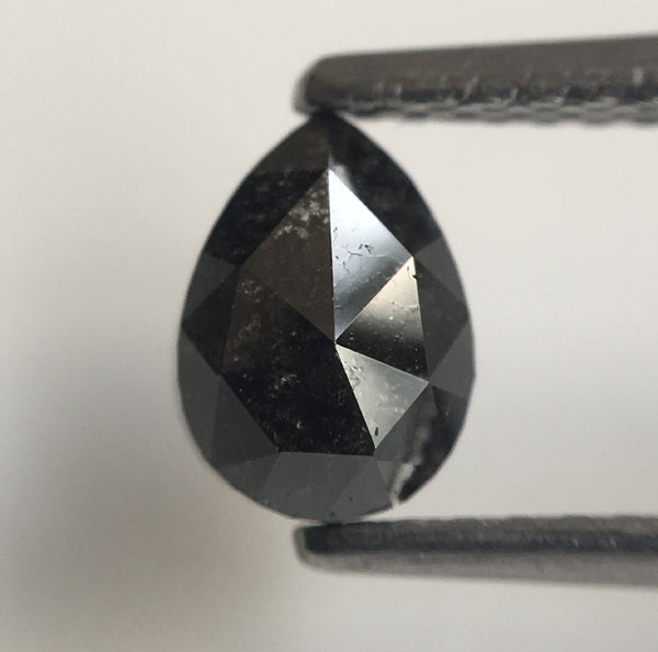 0.80 Ct Natural Loose Diamond Fancy Grey Black Rose Cut Diamond, 6.38 mm x 4.68 mm x 2.87 mm Grey Rose Cut Pear Diamond SJ43/23