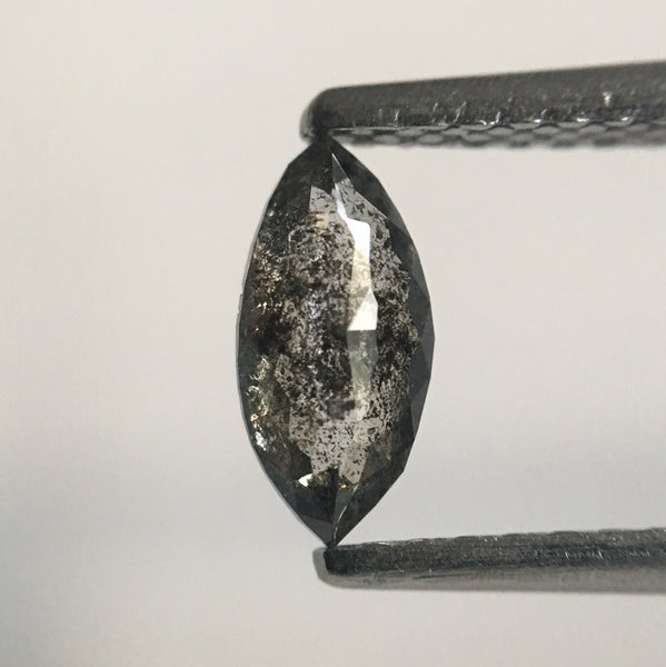 0.45 Ct Salt and Pepper Marquise Shaped Natural Rose Cut Loose Diamond, 7.28 mm x 3.48 mm x 2.33 mm Rose Cut Loose Diamond SJ43/35