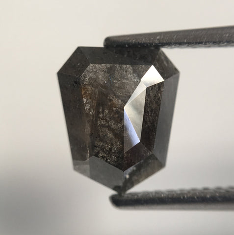 2.03 Ct Shield Shape Natural Loose Diamond, 9.44 mm X 7.84 mm X 2.92 mm Geometric Shape Grey Color Salt and Pepper Natural Diamond, SJ43/41