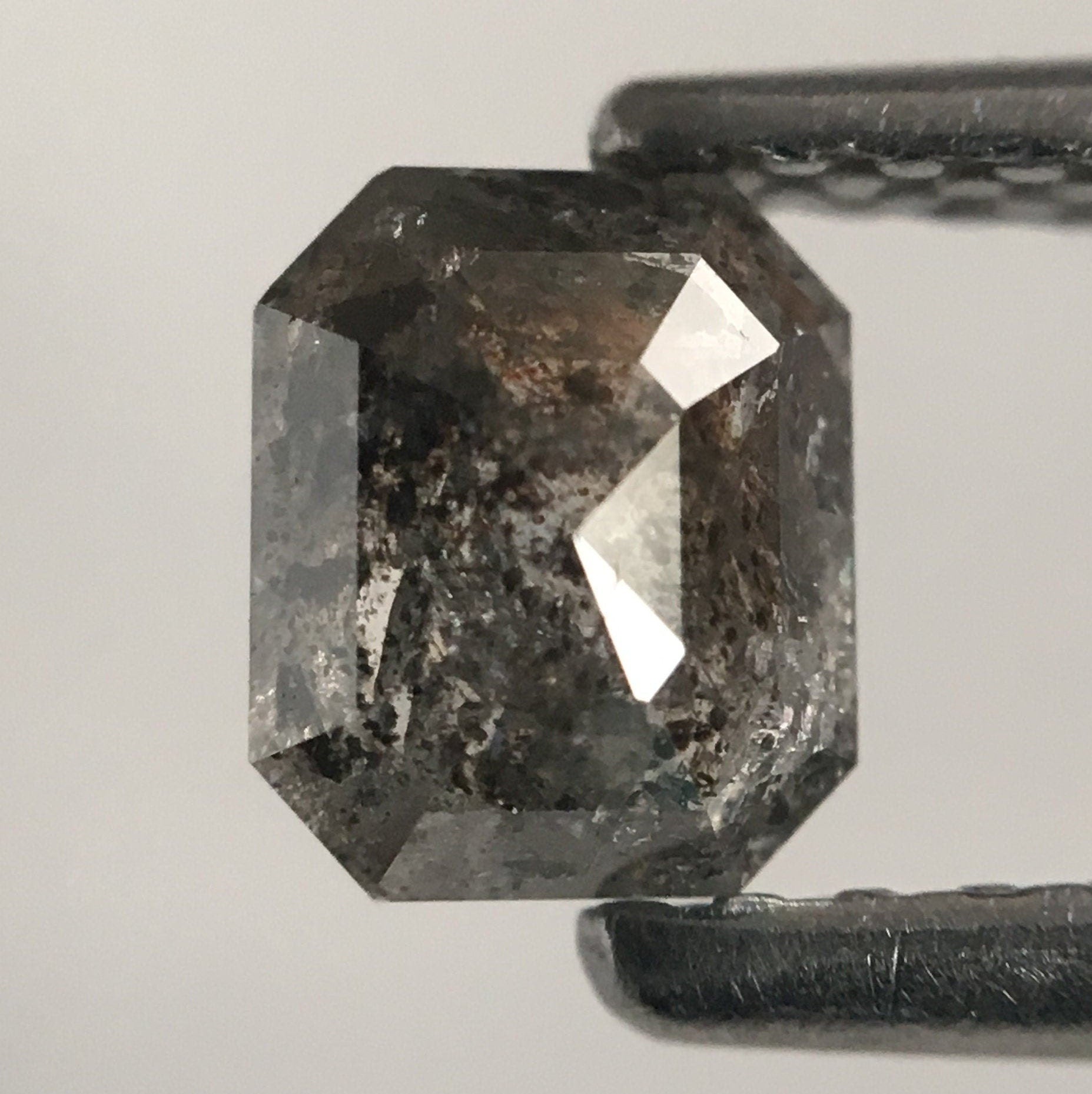 0.52 Ct Dark Grey Natural Emerald Shape loose Diamond, 4.85 mm X 4.05 mm x 2.40 mm Polished Diamond best for engagement rings SJ47/06
