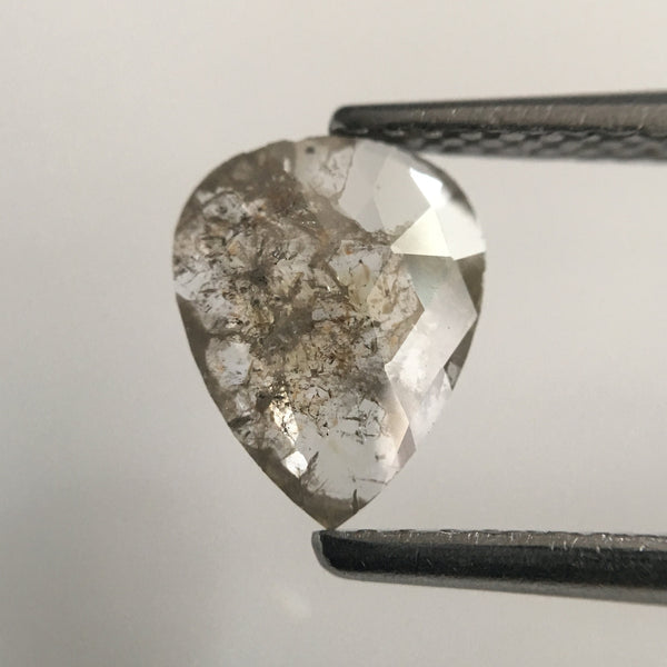 1.39 Ct Pear Shape Gray Rose cut Natural Loose Diamond, 8.20 mm X 6.50 mm X 1.30 mm Pear shape Diamond for Earrings SJ01/13