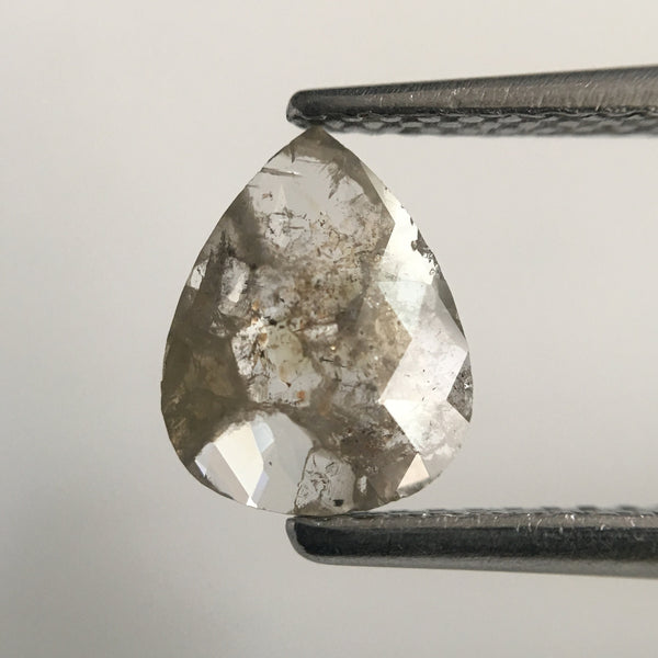 1.39 Ct Pear Shape Gray Rose cut Natural Loose Diamond, 8.20 mm X 6.50 mm X 1.30 mm Pear shape Diamond for Earrings SJ01/13