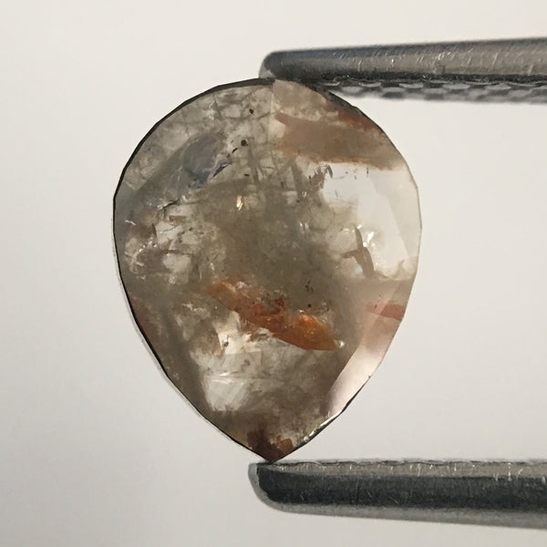 1.20 Ct pair diamond Pear Shape Brownish Gray Rose cut 7.18 mm X 6.08 mm X 1.64 mm Natural Loose Diamond  SJ01/12