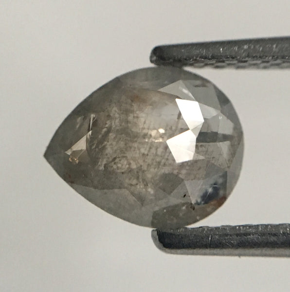 0.86 Ct Fancy Grey Pear Cut Loose Natural Diamond, 7.44 mm X 6.05 mm X 2.37 mm Grey Rose Cut Pear Natural Loose Diamond SJ47/48