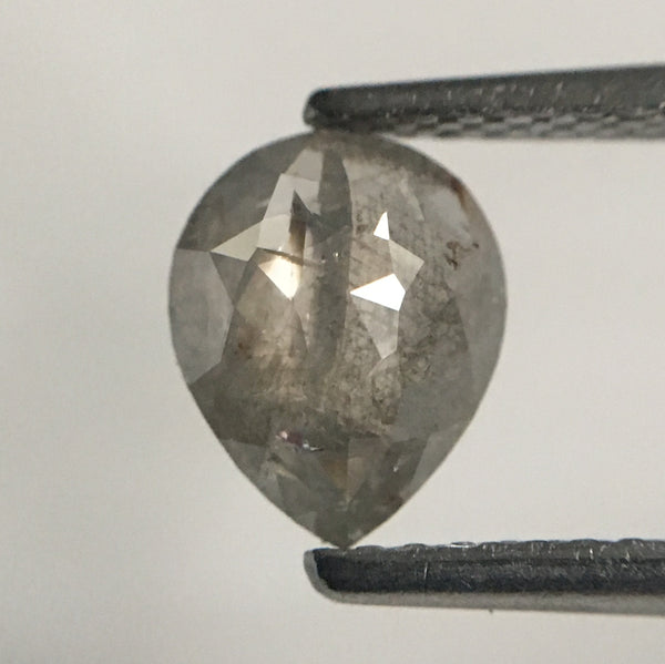 0.86 Ct Fancy Grey Pear Cut Loose Natural Diamond, 7.44 mm X 6.05 mm X 2.37 mm Grey Rose Cut Pear Natural Loose Diamond SJ47/48