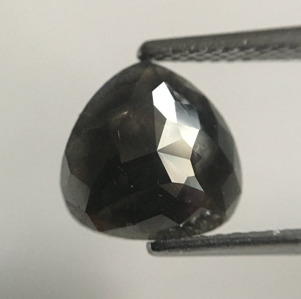 1.83 Ct Pear Shape Rose Cut Salt and Pepper Natural Diamond, 8.95 mm x 8.90 mm x 2.63 mm Pear cut loose diamond SJ47/53