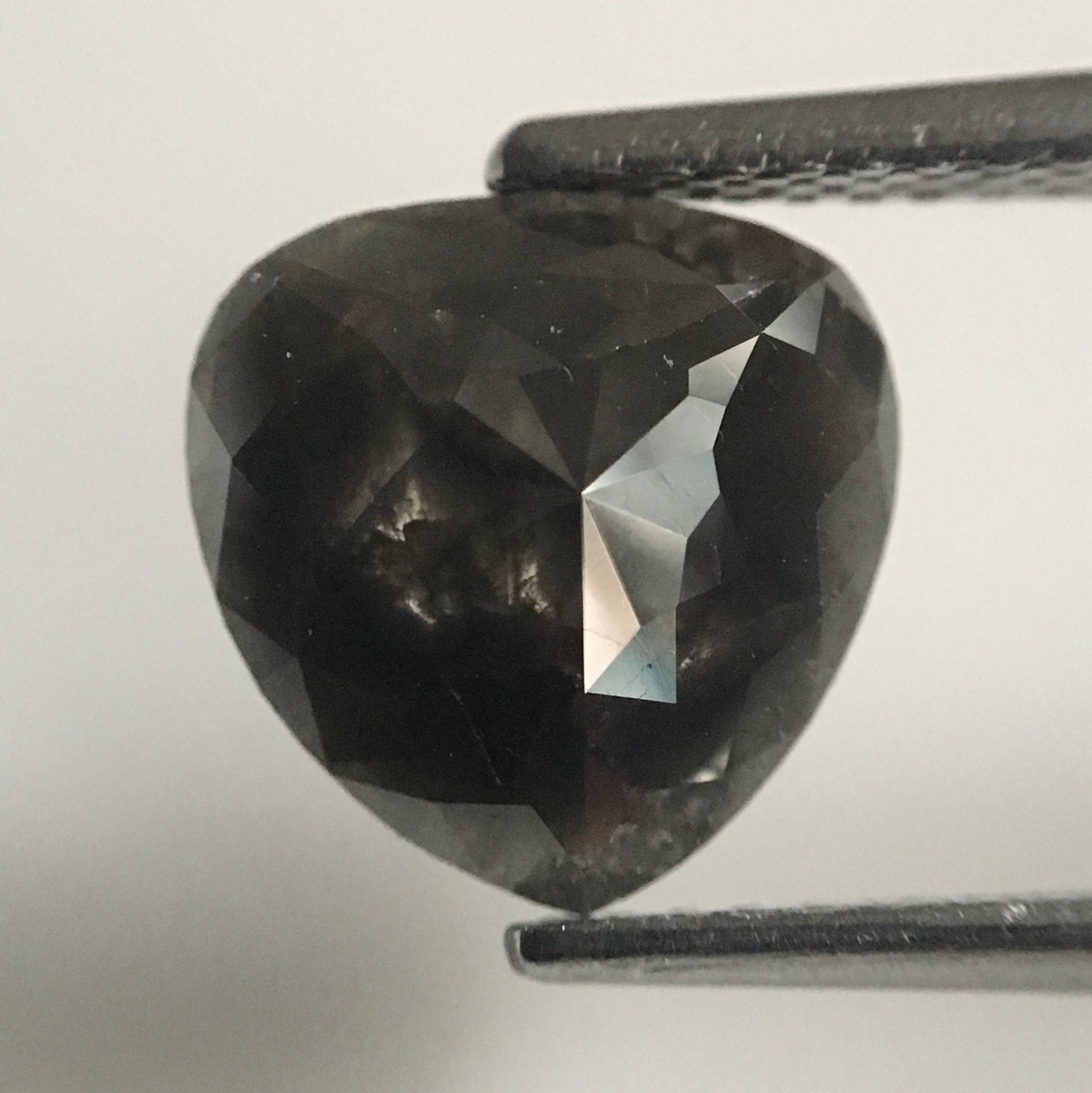 1.83 Ct Pear Shape Rose Cut Salt and Pepper Natural Diamond, 8.95 mm x 8.90 mm x 2.63 mm Pear cut loose diamond SJ47/53