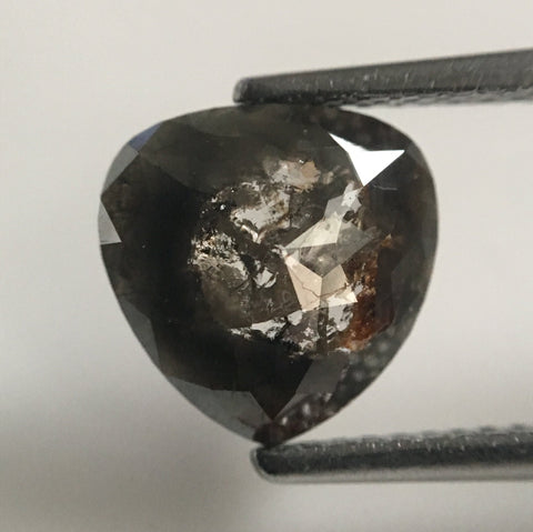 1.91 Ct Pear Shape Rose Cut Salt and Pepper Natural Diamond, 8.95 mm x 8.93 mm x 2.67 mm Pear cut loose diamond SJ47/55