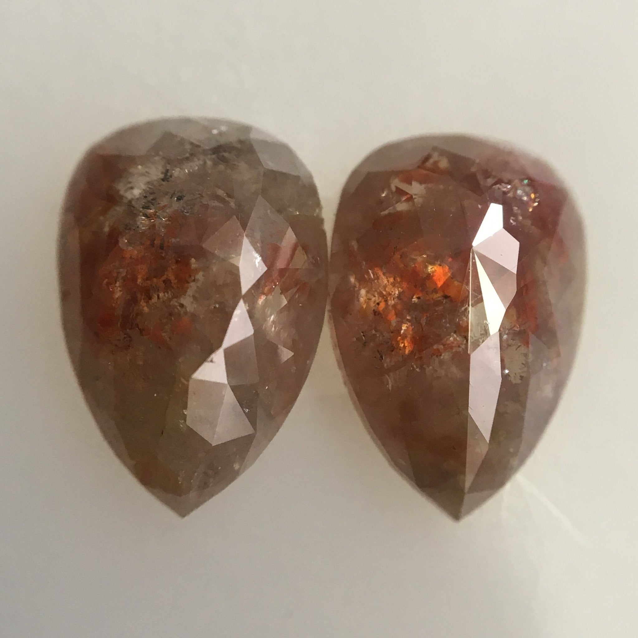 3.04 Ct Pear Shape Brownish Gray Rose Cut Natural Loose Diamond, 9.68 mm X 6.45 mm X 2.88 mm Rose Cut Pear Natural Loose Diamond SJ44/47