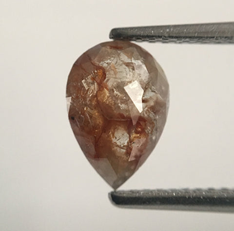1.17 Ct Pear Shape Brownish Gray Rose Cut Natural Loose Diamond, 9.12 mm X 6.34 mm X 2.57 mm Rose Cut Pear Natural Loose Diamond SJ44/57