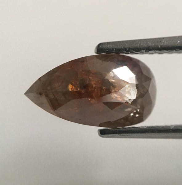 1.66 Ct Pear Shape Brownish Gray Rose Cut Natural Loose Diamond, 11.13 mm X 6.19 mm X 2.84 mm Rose Cut Pear Natural Loose Diamond SJ44/60
