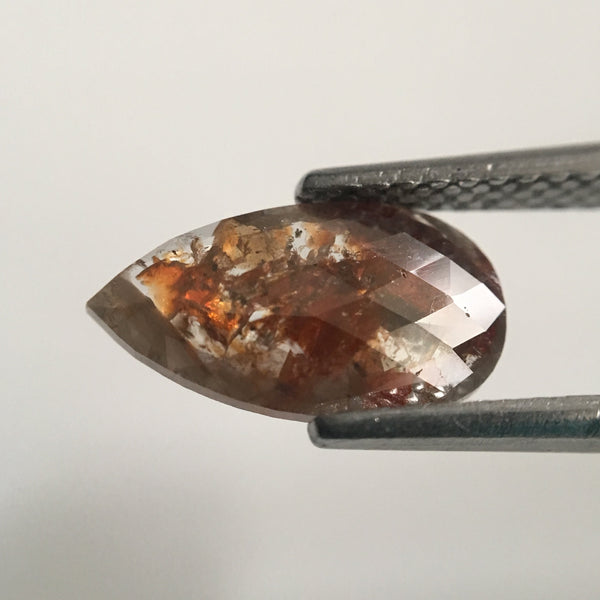 1.21 Ct Pear Shape Brownish Gray Rose Cut Natural Loose Diamond, 11.11 mm X 6.22 mm X 1.76 mm Rose Cut Pear Natural Loose Diamond SJ44/62