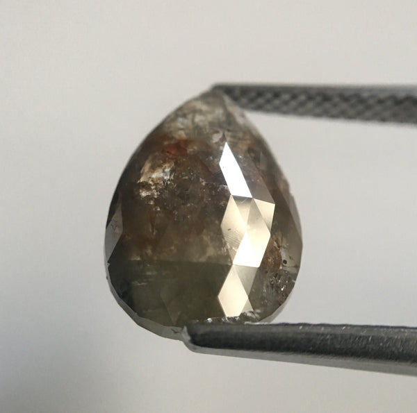 2.74 Ct Pear Shape Gray Brown Rose Cut Natural Loose Diamond, 12.26 mm X 8.66 mm X 2.86 mm Rose Cut Pear Natural Loose Diamond SJ48/23
