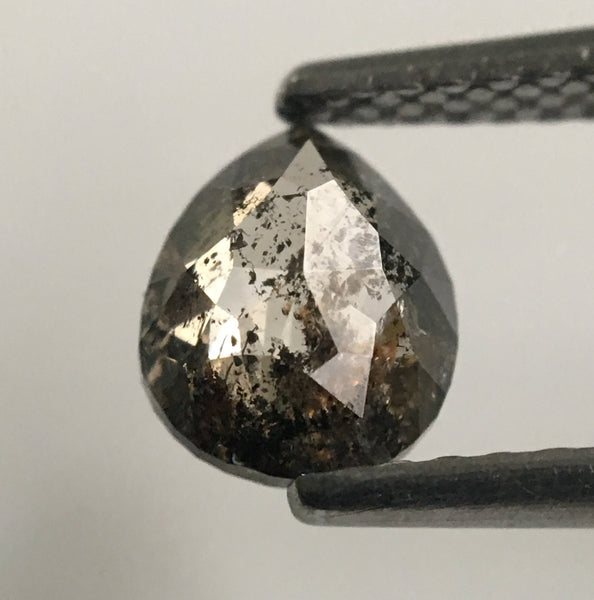 0.61 Ct Pear Shape Gray Rose Cut Natural Loose Diamond, 6.51 mm X 5.30 mm X 2.28 mm Rose Cut Pear Natural Loose Diamond SJ48/39