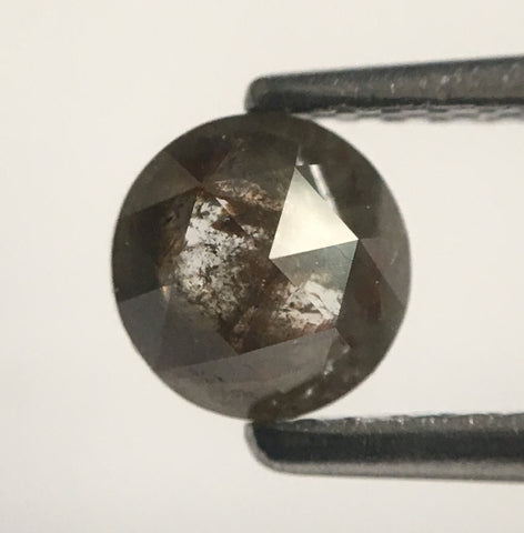 0.72 Ct Round Rose Cut Round Greyish Brown Color Natural Diamond, 5.35 mm x 3.02 mm Gray Color Natural Loose Diamond SJ33/50