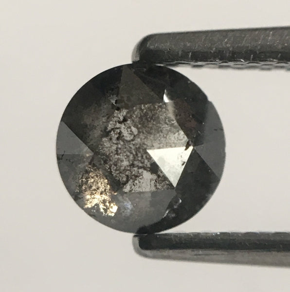 0.62 Ct Grey round rose cut salt and pepper natural loose diamond, 4.96 mm X 2.62 mm Grey color rose cut natural diamond SJ33/55