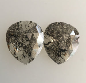 1.03 Ct Pear Shape Grey Rose Cut Natural Loose Diamond, 6.62 mm X 5.64 mm X 1.34 mm Pair Natural Loose Diamond SJ45/10
