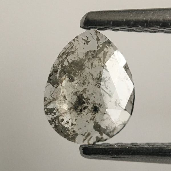0.82 Ct Pear Shape Grey Rose Cut Natural Loose Diamond, 6.52 mm X 5.21 mm X 1.18 mm Pair Natural Loose Diamond SJ45/14