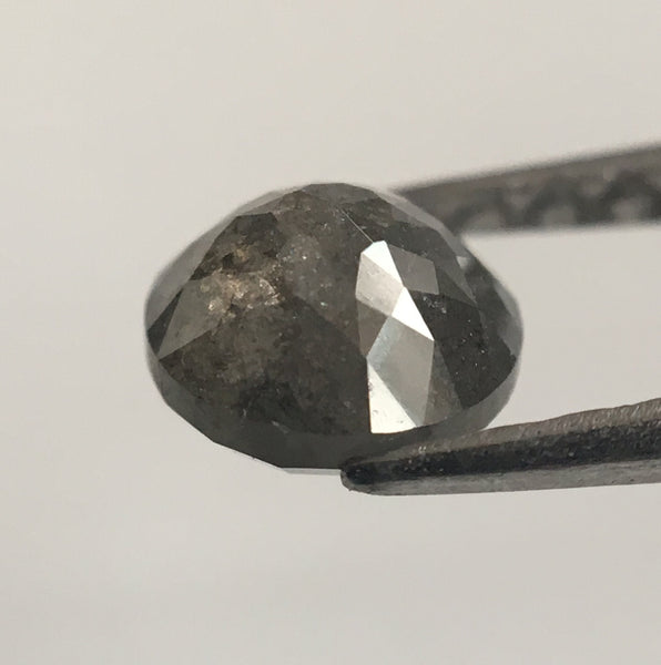 0.70 Ct Grey salt and pepper round rose cut natural loose diamond, 5.20 mm X 3.02 mm  Grey color rose cut natural diamond SJ48/58
