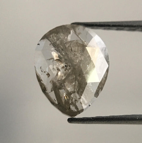 0.64 Ct Pear Shape Grey Rose Cut Natural Loose Diamond, 7.88 mm X 6.28 mm X 1.29 mm Natural Loose Diamond SJ45/32