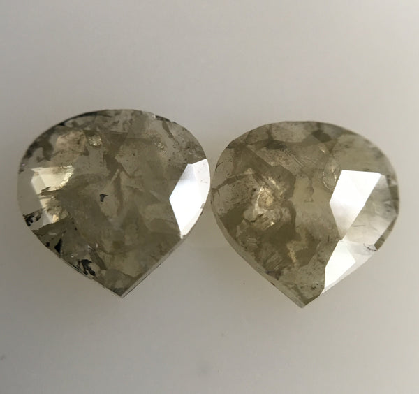 Pair 1.86 Ct 7.26 mm X 7.16 mm X 1.80 mm Loose Natural Diamond Gray Color Pear Rose Cut Excellent Diamond quality Use for Jewelry SJ01/02