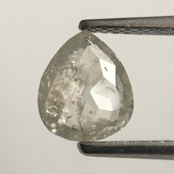 1.02 Ct Light Gray Pear Cut Natural Loose Diamond, 7.70 mm X 6.62 mm X 2.32 mm Light Grey Rose Cut Pear Natural Loose Diamond SJ46/19