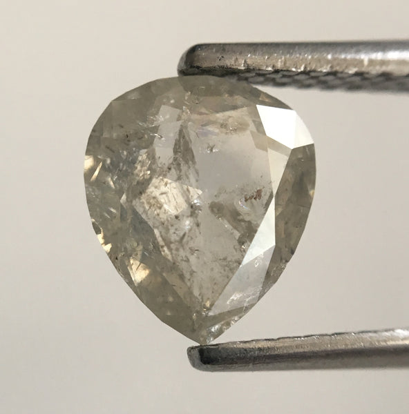 1.02 Ct Light Gray Pear Cut Natural Loose Diamond, 7.70 mm X 6.62 mm X 2.32 mm Light Grey Rose Cut Pear Natural Loose Diamond SJ46/19