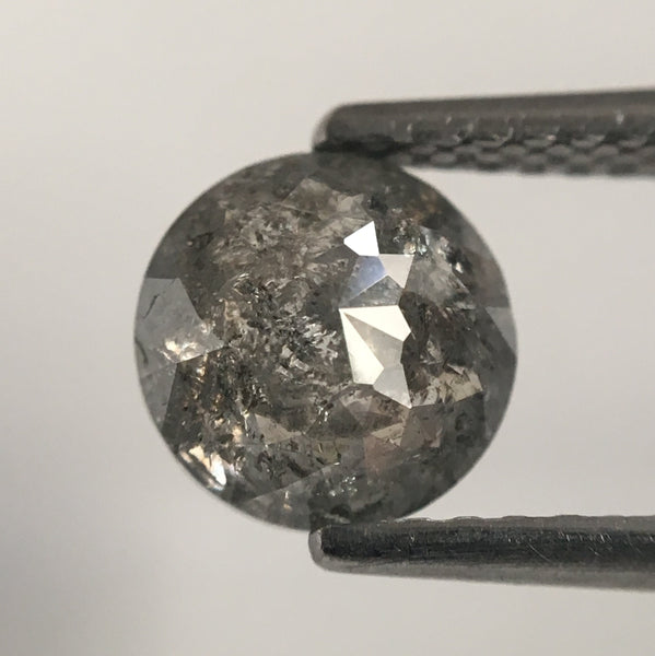1.38 Ct Grey round rose cut rustic natural diamond, 6.62 mm X 3.54 mm Grey color rose cut natural diamond SJ46/33