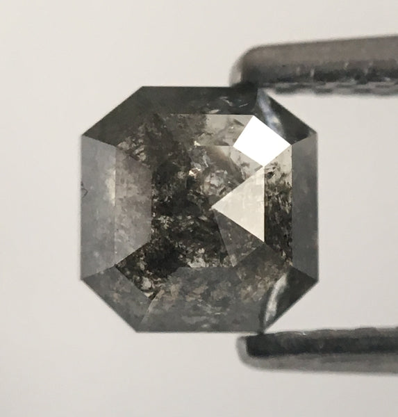 0.79 Ct Dark Grey Natural Emerald Shape loose Diamond, 4.99 mm X 4.81 mm x 2.97 mm Polished Diamond best for engagement rings SJ46/34