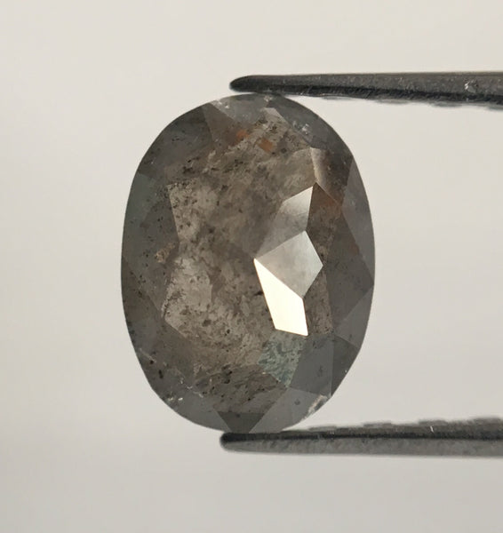 0.66 Ct Oval Shape Rose cut Salt and Pepper Natural Diamond, 6.57 mm X 4.92 mm X 2.24 mm Beautiful sparkling Natural Loose Diamond SJ49/04