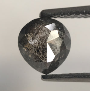 0.92 Ct Salt and Pepper Natural Loose Diamond, Grey Pear Shape 6.73 mm X 6.29 mm x 2.67 mm Natural Loose Diamond for Jewellery SJ49/13