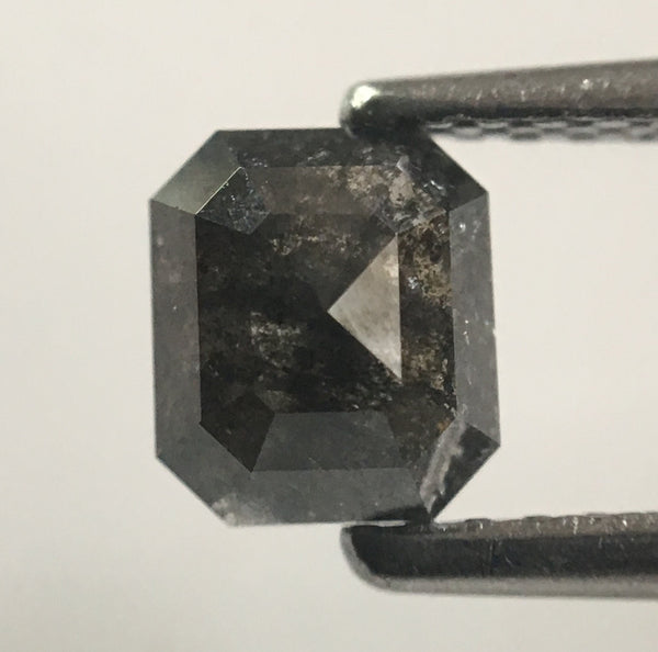 0.87 Ct Black Grey Natural Emerald Shape loose Diamond, Polished Diamond 5.46 mm X 4.74 mm x 3.05 mm best for engagement rings SJ47/18