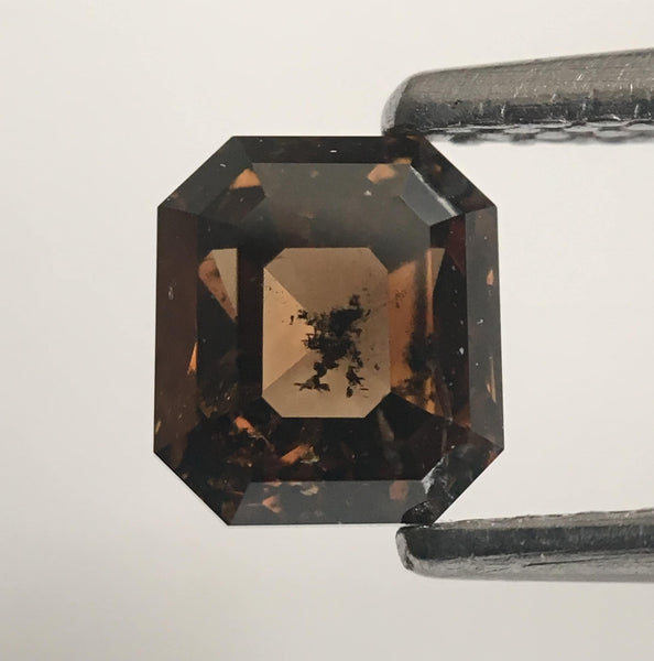0.94 Ct Brown Color Emerald Shape Natural Loose Diamond, 5.29 mm X 4.69 mm X 3.59 mm Rustic Natural Loose Diamond SJ47/20