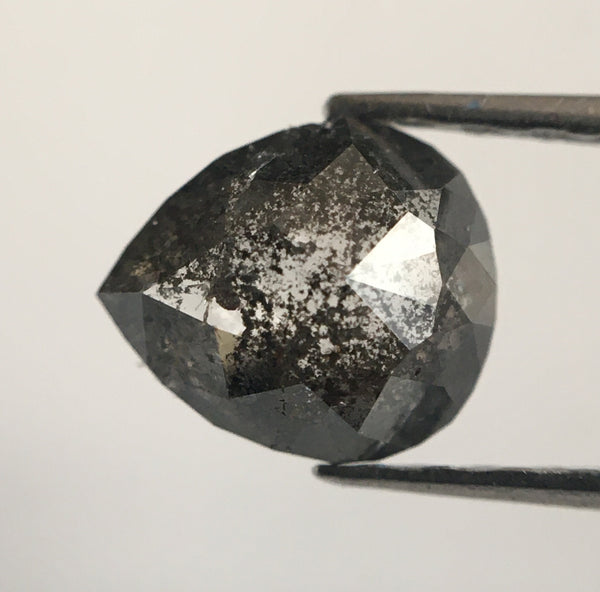 0.65 Ct Salt and Pepper Pear Shape Natural Loose Diamond, 6.32 mm X 5.46 mm X 2.30 mm Pear Natural Loose Diamond Use for Jewellery SJ50/02