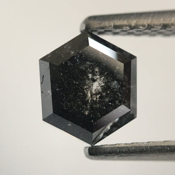 1.12 Ct Black Gray Hexagon Shape Natural Loose Diamond, 5.98 mm X 5.23 mm X 4.01 mm Black Gray Hexagon Cut loose diamond SJ47/35